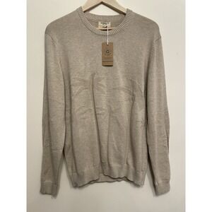 Marine Layer Scenic Crewneck Sweater Men Medium Oatmeal Beige Organic Cotton New